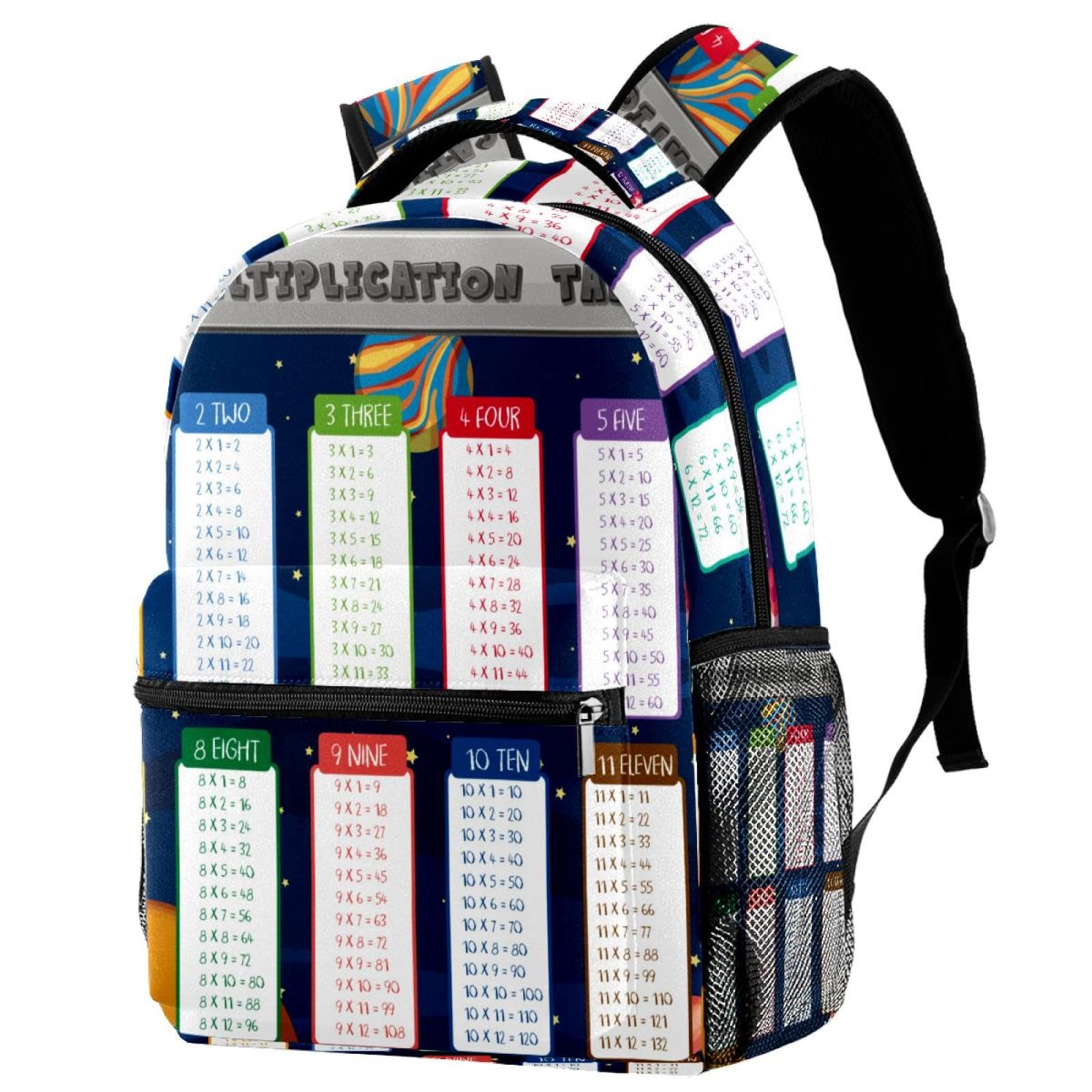 Sac à dos d'école avec tables de multiplication imprimées