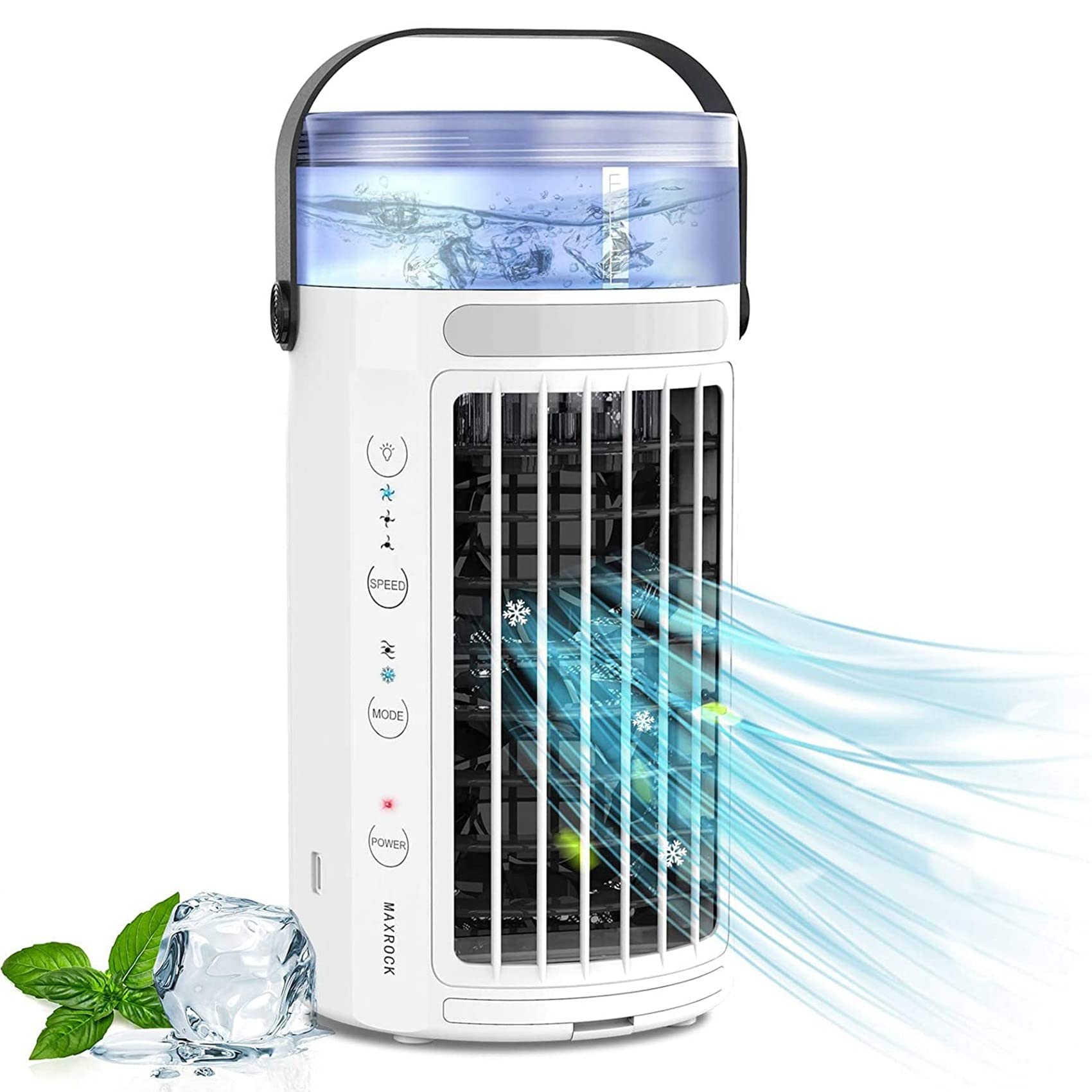 MSHGSKU Personal Air Conditioner, Mini Portable Evaporative Air Cooler Desk Fan 7 Colors LED Light Humidifier for Home Outdoor, 3 Wind Speed Desktop Air Conditioner Fan