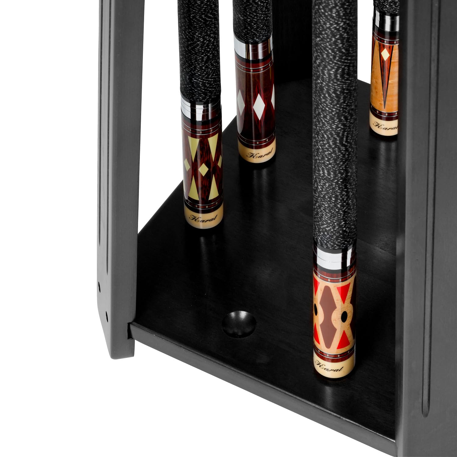 Automaten Hoffmann Stradivari Billard Queue Ständer Adele | Standfest durch U-Form | Für 8 Queues, Verschiedene Längen | Holz | Stabiler Halter für Billardzimmer, Poolbillard, Snooker | Braun