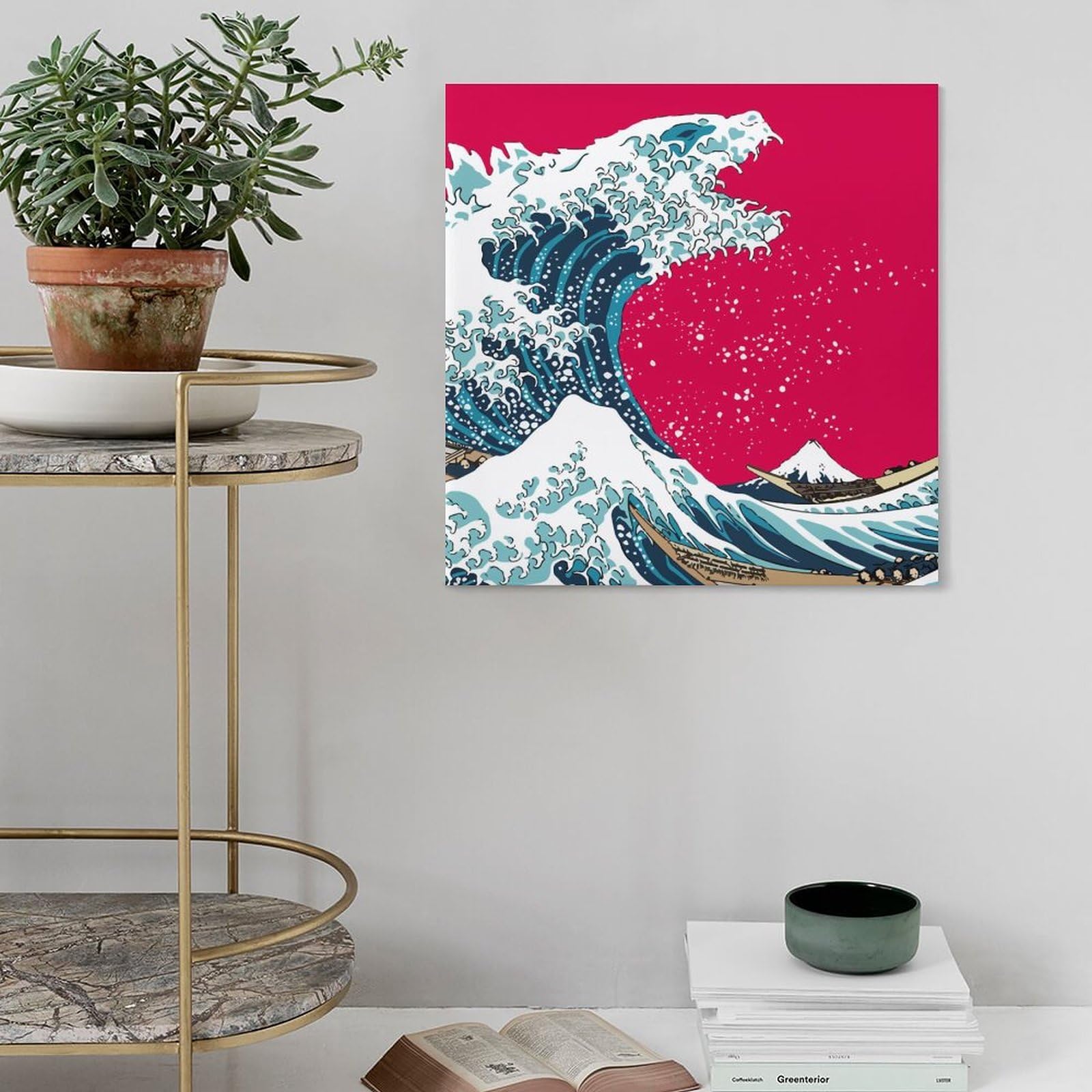 絵画 壁掛けアート Amazon.co.jp: 壁アート 浮世絵 葛飾北斎 神奈川沖浪裏 波 木枠付き