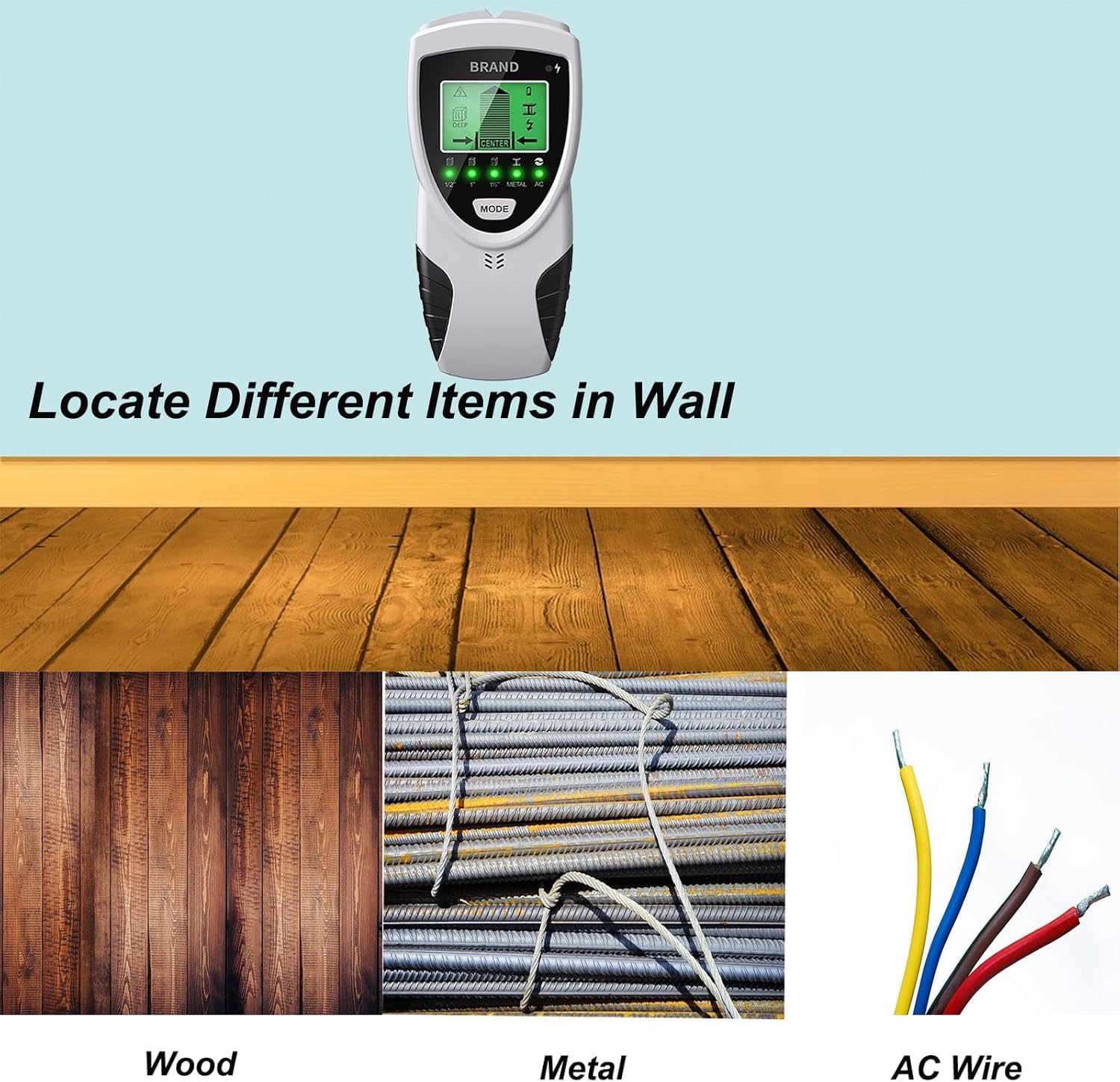 Escáner De Pared con Buscador De Vigas, Buscador De Vigas 5 En 1, Escáner De Pared, Detector De Pared con Buscador De Cables, con Pantalla LCD Y Alarma De Audio, Detector De Vigas para Madera