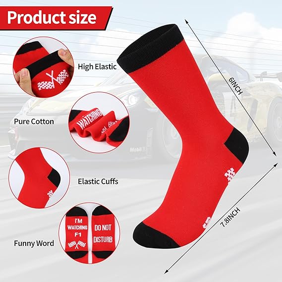 LILIKAI Formula 1 Sokken met spreuk Bitte Nicht Stören Ich Schaue F1, fanartikel, cadeau, heren, vrouw, cadeau, grappig, Motogp cadeau-idee, racewagensokken, voor mannen en vrouwen, Formula 1 fans