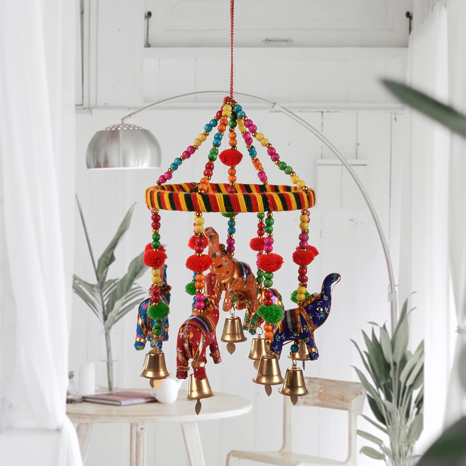 Kuber Industries Rajasthani Traditional Windchimes|Hanging Ring Elephant with Bells|Polyester Handcrafted Latkan|Decorative Door Hanging Latkan (Multicolor) (B0BW422T4V) Amazon Price History, Amazon Price Tracker