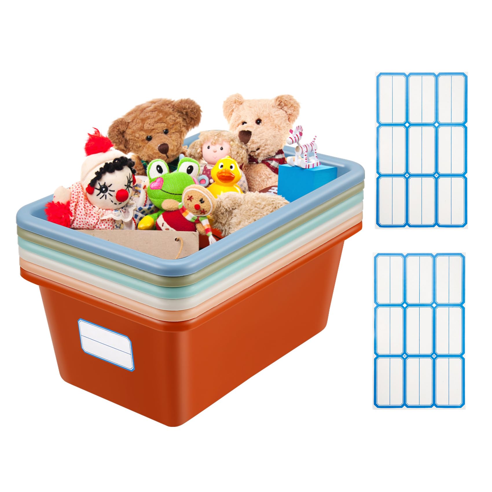 Tsudoku 6 Pcs Plastic Storage Boxes, Multiple Colors, Morandi