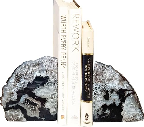 Miniatura 9 de AMOYSTONE - Sujetalibros decorativo de ágata para oficina, resistente, con protectores de goma, 1 par