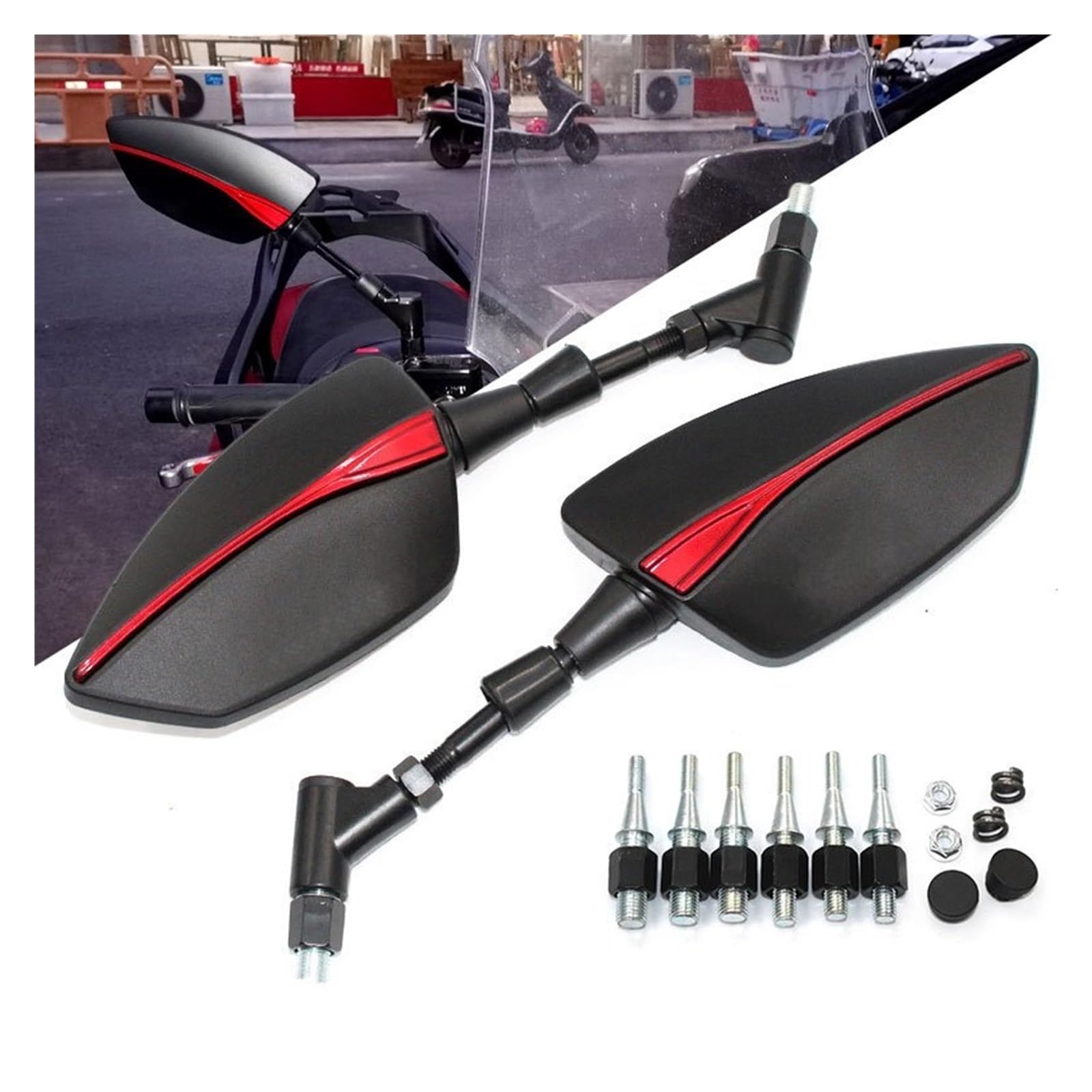 Retrovisori Laterali Per TMAX 500 560 530 specchietti laterali moto | Specchi retrovisori/Specchi antiabbaglianti(Black)