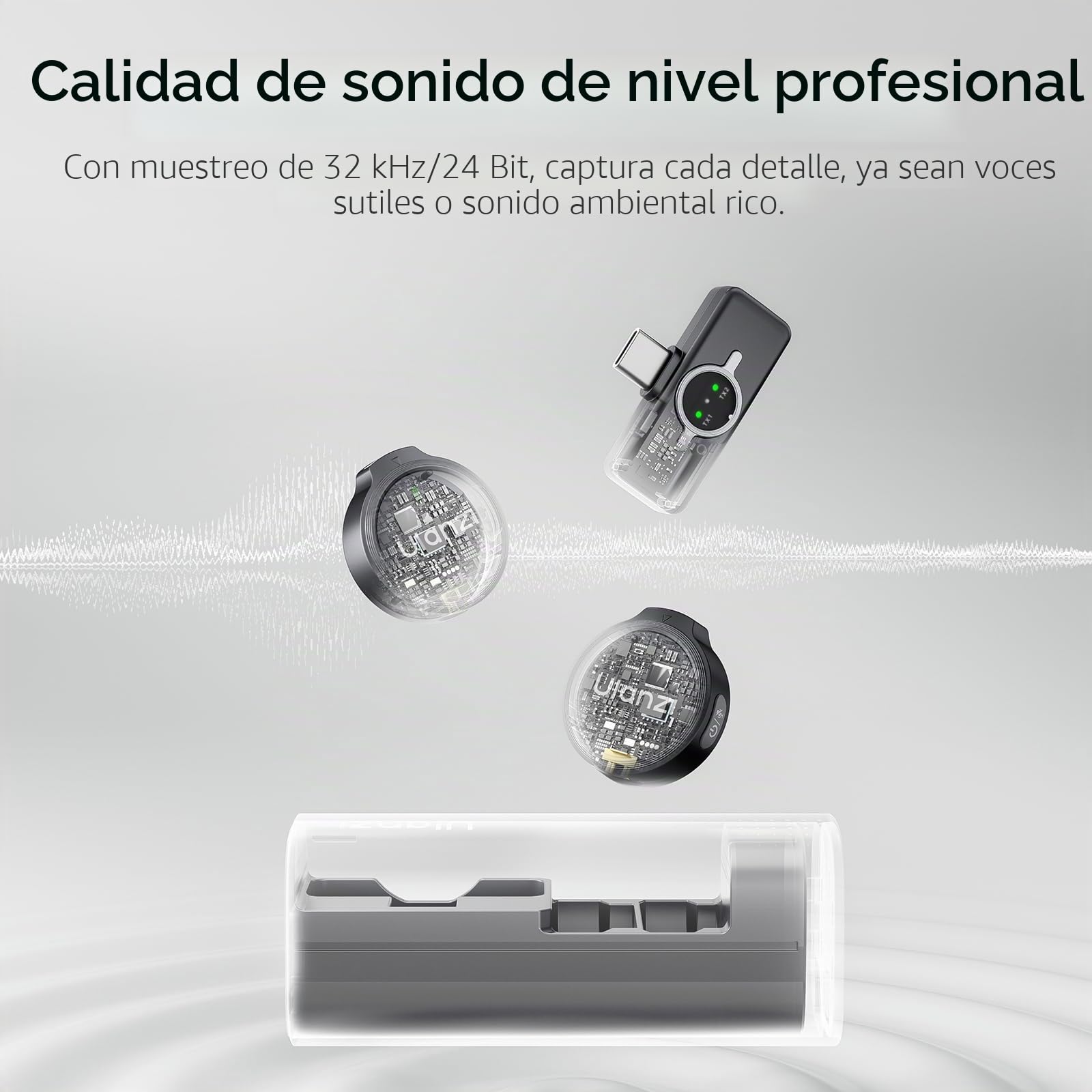ULANZI A21 Micrófono Inalámbrico USB-C, Micrófono de Solapa con Supresión de Ruido por IA, Micrófono de Botón con Estuche de Carga Magnético, Batería 36 Horas, para iPhone 17-15/Android/Vlogs/YouTube