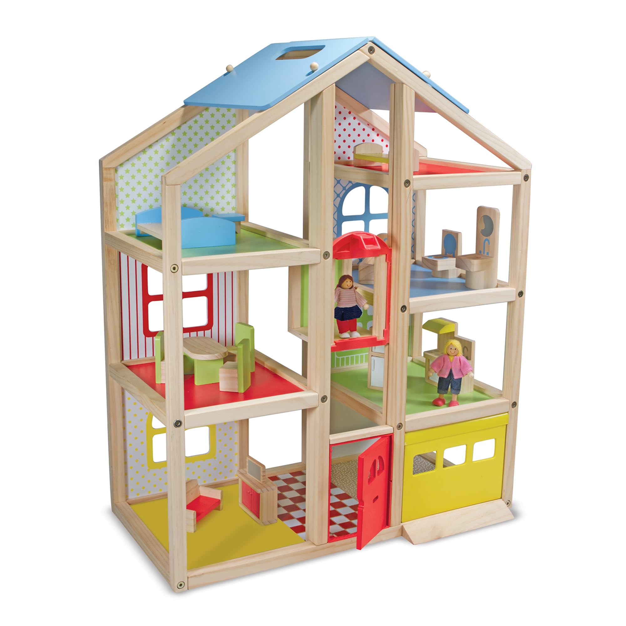 Melissa & Doug Wooden Hi-Rise Dollhouse with 15 Furniture Pieces Garage Working Elevator Preschool Dollhouse for Kids Ages 3 product thumbnail 2