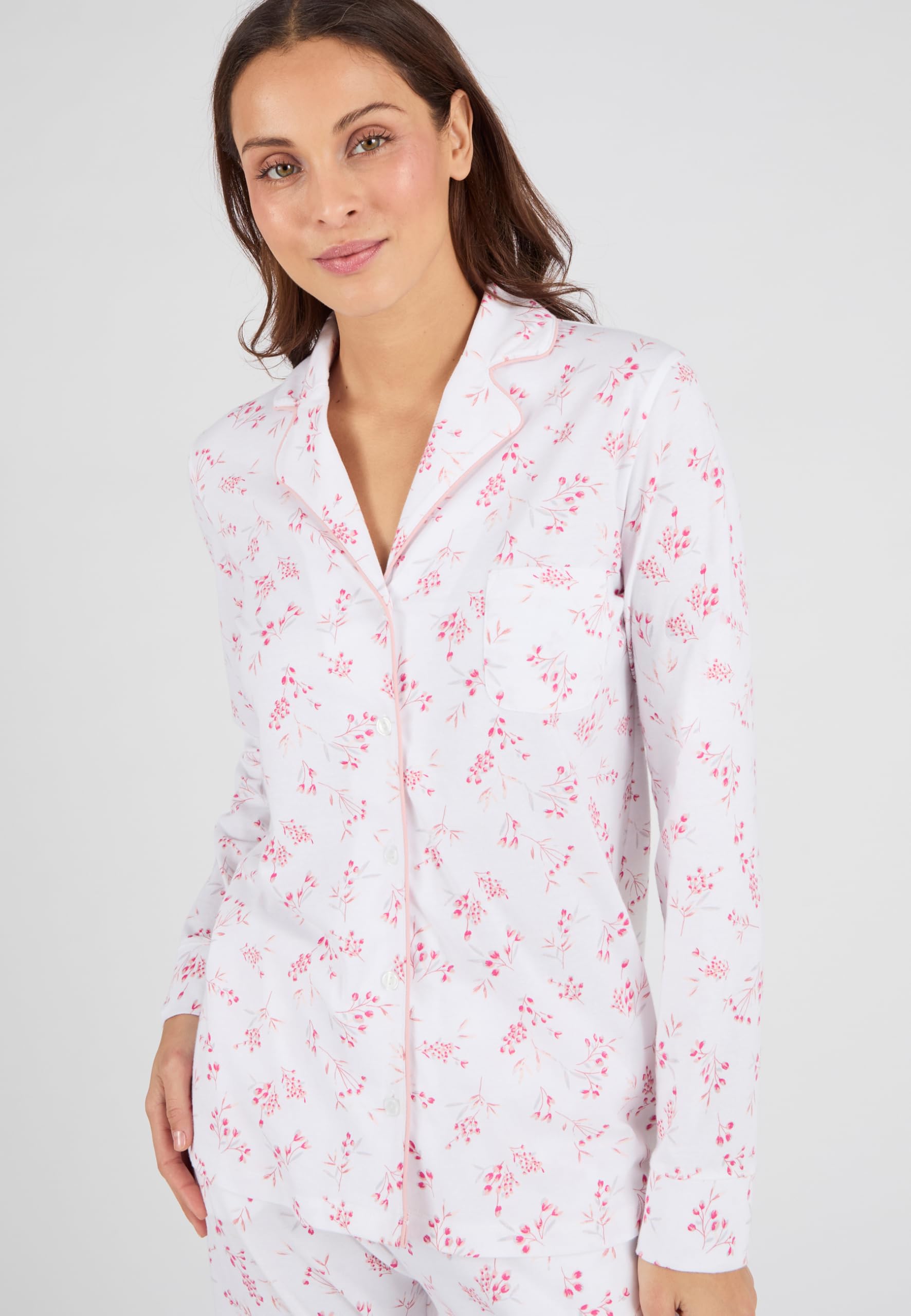 Damart Femme Pyjama | Coton, Col Chemisier, Manches longues, Vêtement de Nuit