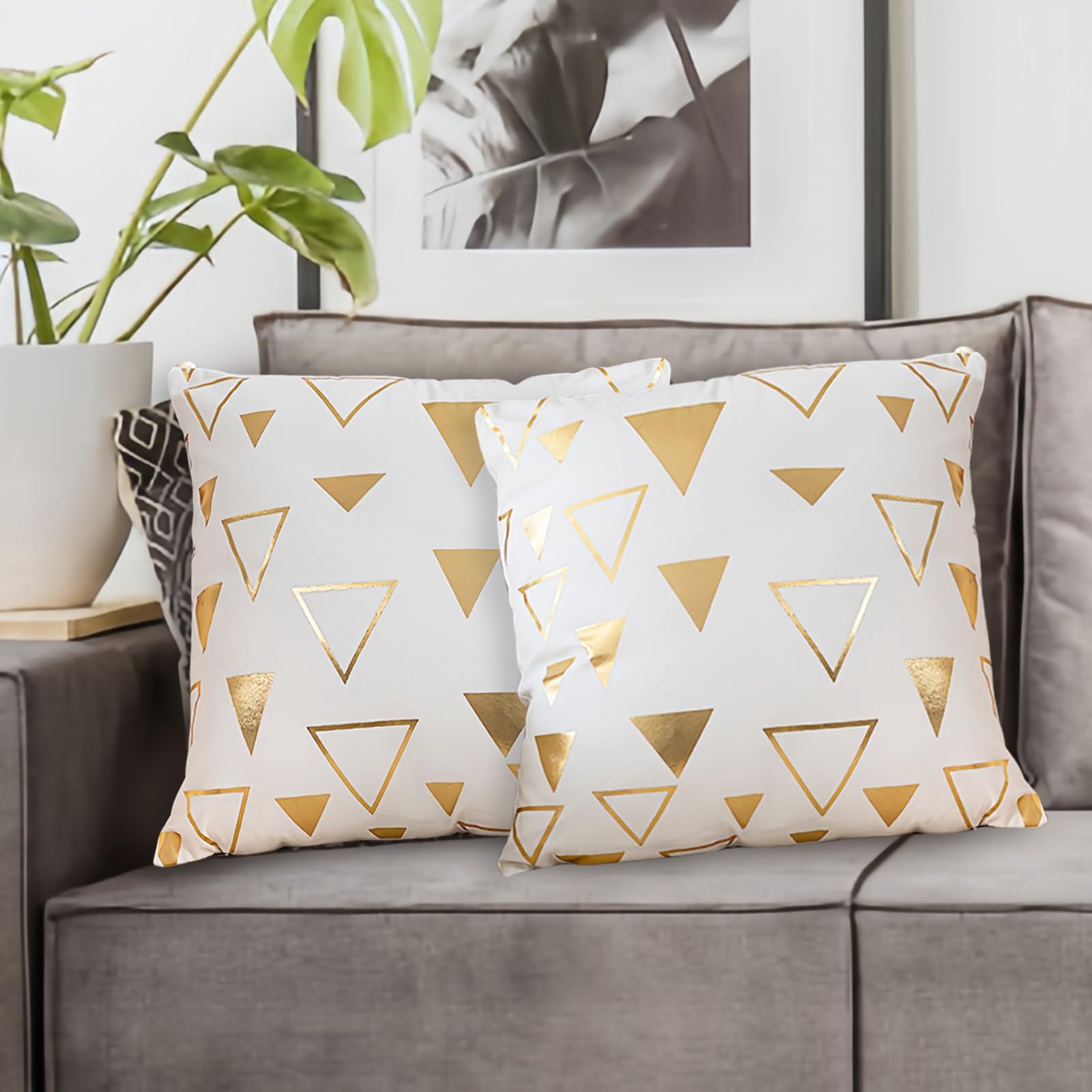 Betadistor Cushion Covers Cushions for Sofa Modern Decorative Square Luxury Pillowcases for Couch Living Room Sofa Bed with Invisible Zipper 45cm x 45cm 18x18 Inches 2 Pieces 523-0513 - Image 3