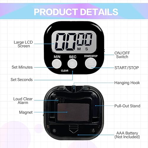 Miniatura 3 de Temporizador de cocina a granel con pequeño soporte magnético Liubeili Digital Timers Reloj despertador electrónico manual Pantalla LCD visual para