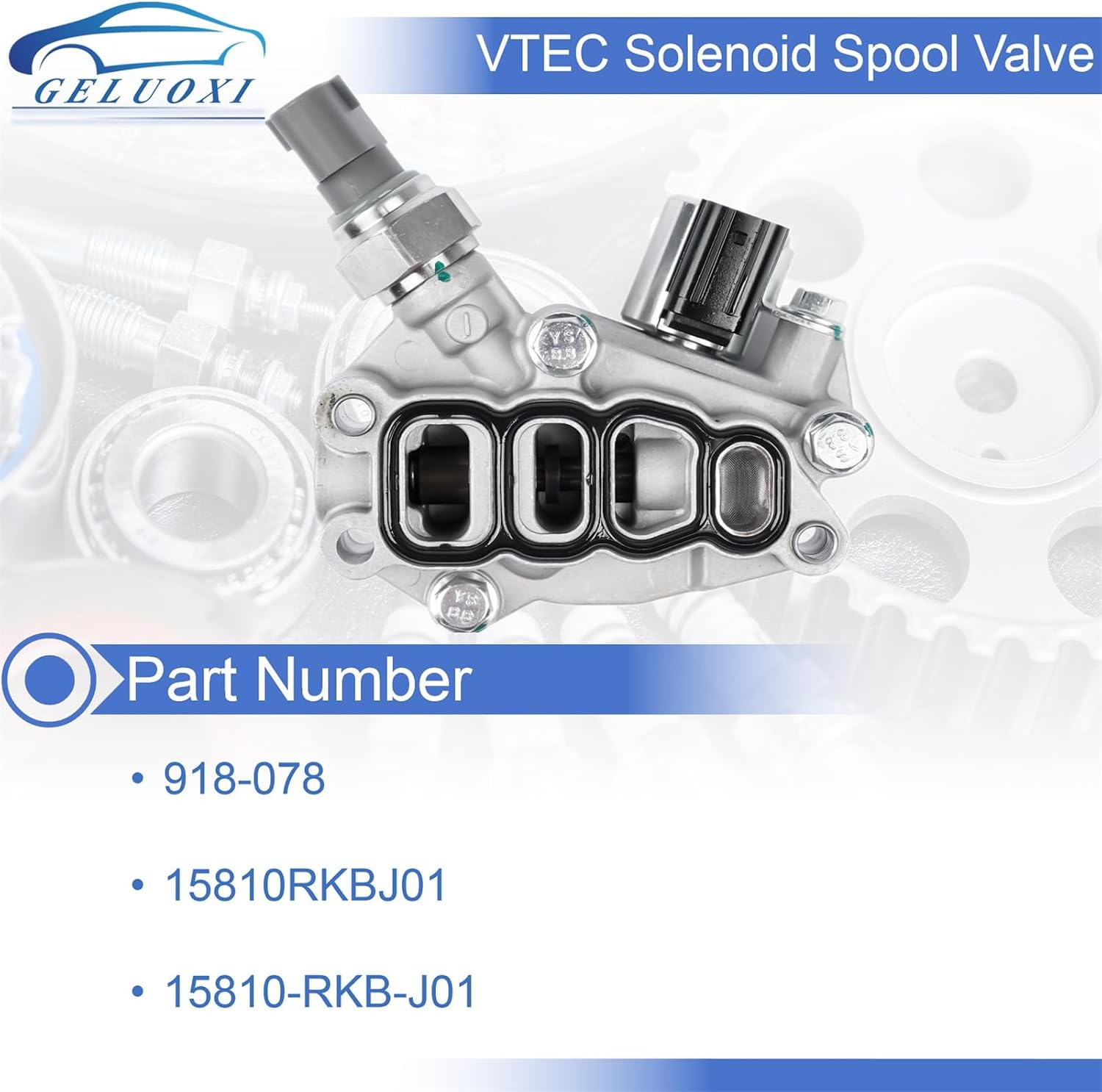 15810-RKB-J01 VVT Engine Variable Valve Timing Solenoid with Gasket Replacement for 2005-2007 Honda Pilot Accord Odyssey 2.4L 3.0L 3.5L, VTEC Timing Solenoid Spool Valve 15810RKBJ01