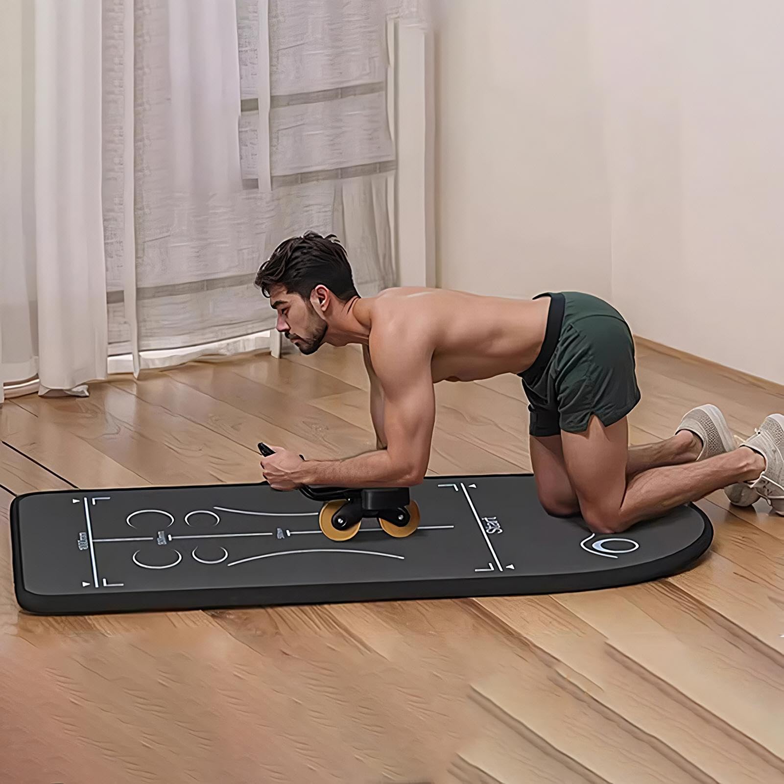 Il tappetino per gli esercizi con il rullo addominale La ruota addominale | Il tappetino protettivo da allenamento Adatto per le attività di fitness, yoga e pilates