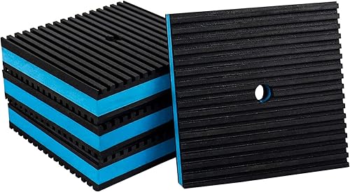 BJADE'S Paquete de 4 almohadillas de goma de aislamiento antivibración con orificio de preperforación de 38 pulgadas, 4 x 4 x 78 pulgadas,