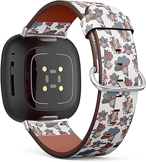 CJBROES Replacement Leather Watch Band, Compatible with Fitbit Versa 3 and Fitbit Sense of Wristband Bracelet Accessory - Forest Fantastic Gnomes