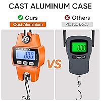 Vista 2 de Báscula colgante digital RoMech de 300 kg con carcasa de aluminio fundido, báscula de grúa mini de 660 lb portátil con ganchos para granja, caza