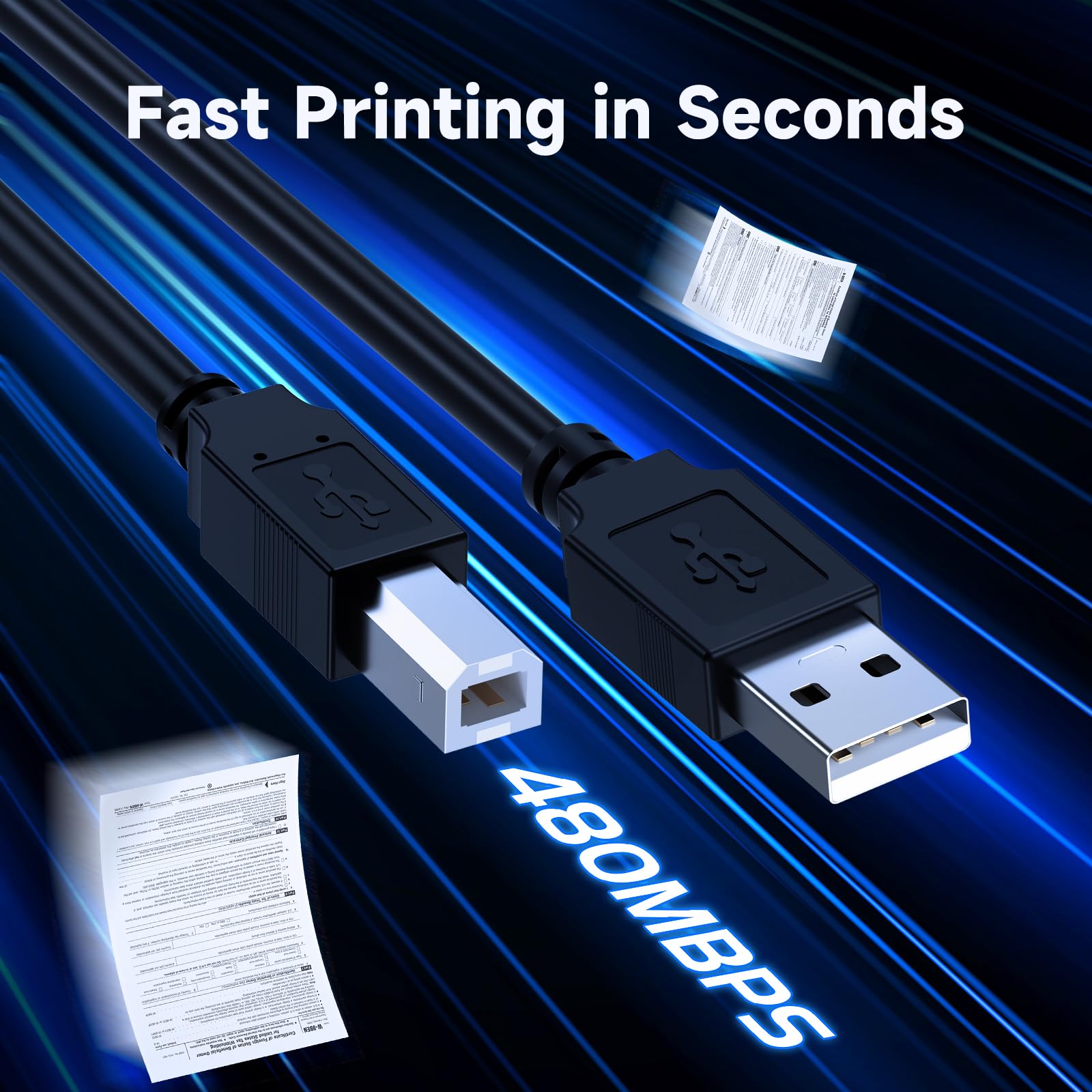Cavo USB 2.0 per stampante da 3,5 m, cavo 2.0 ad alta velocità per stampante tipo A maschio a B maschio, cavo lungo USB A a B, cavo lungo 3,5 m