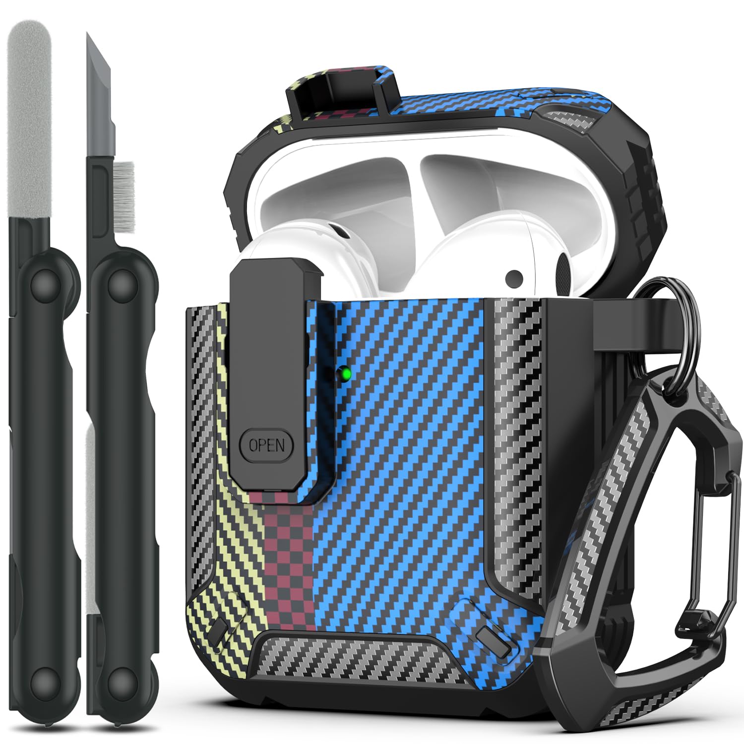 RFUNGUANGO - Funda para AirPods Pro 3 con Cierre y Kit de Limpieza, Transparente, rígida, para Videojuegos, con Soporte para teléfono Integrado, antigolpes （Naranja） — view 11