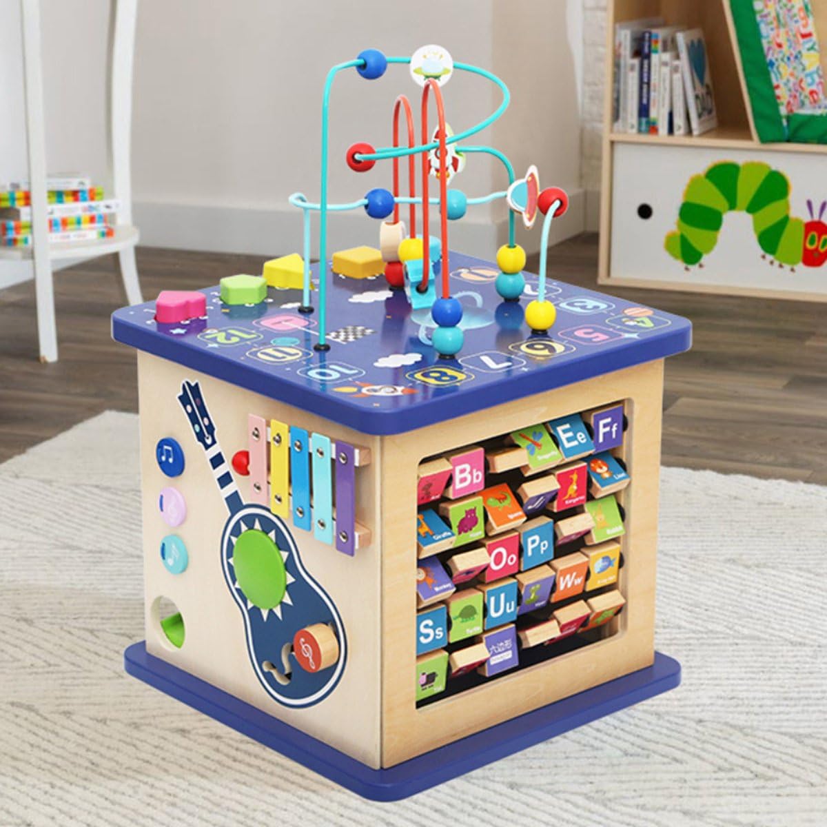 Montessori-Aktivitätswürfel – Beschäftigungsbrett zur Intelligenzentwicklung – Interaktives Spielhaus für Kleinkinder – Fähigkeiten & Motorik