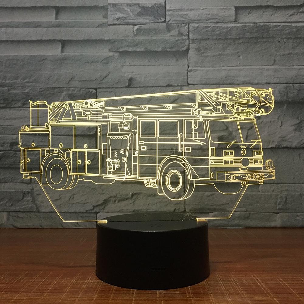 Lampada 3D A Illusione Ottica Con Camion – Luce Notturna LED 7 Colori, Touch, Con Cavo USB, Decorazione Camera O Regalo Originale - 2