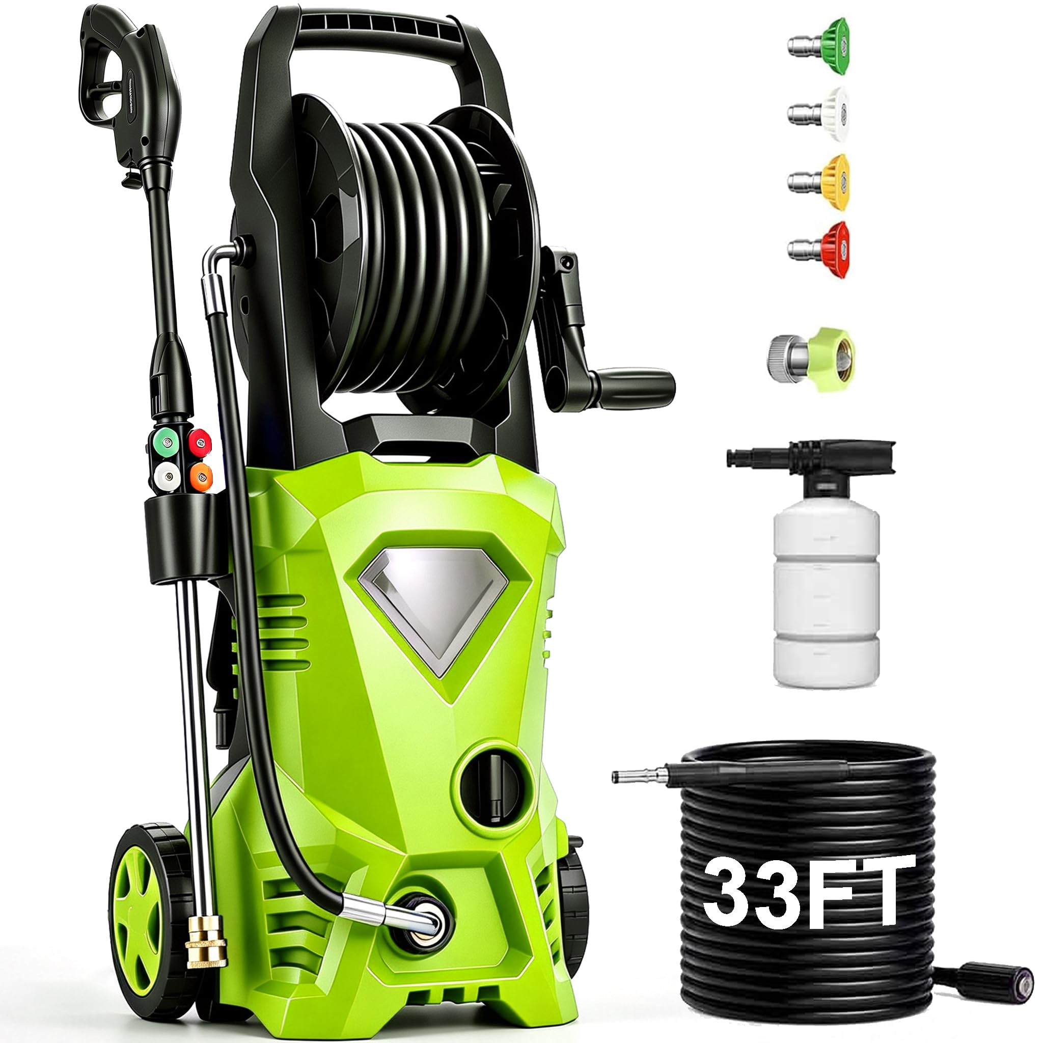Gurtema Electric Pressure Washer 5000 PSI 2.8 GPM Portable Power Washer with 33F...
