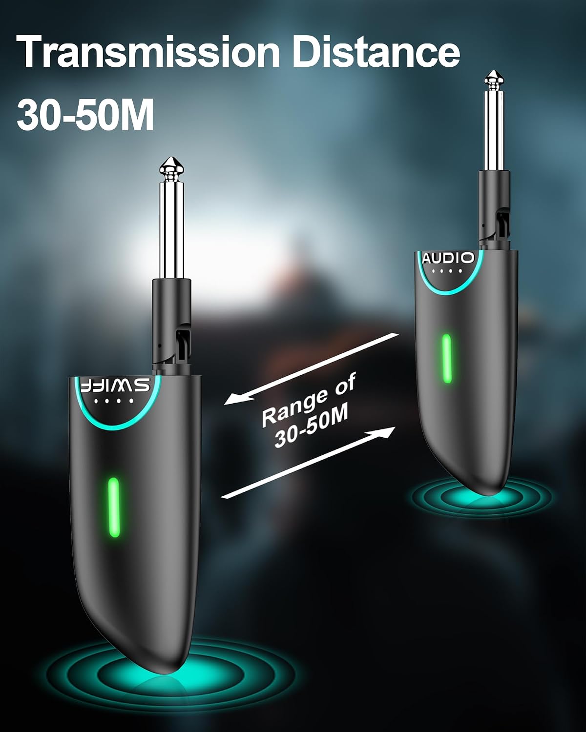 SWIFF 5.8GHZ Wireless Guitar System, Guitar Wireless Transmitter Receiver Plug - in Type Rechargeable Wireless Guitar System Portable Support 4 Channels Low Latency 5H Long Battery Life (WX501)