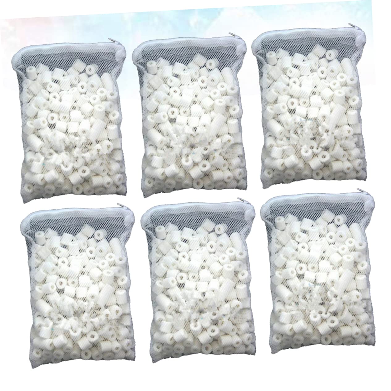 GANAZONO Anillos De Cerámica Bioporosa para Filtro Acuático, Medios Biológicos Porosos, 6 Paquetes De 250g, Biocondicionador para Acuarios y Estanques De Agua Dulce y Salada