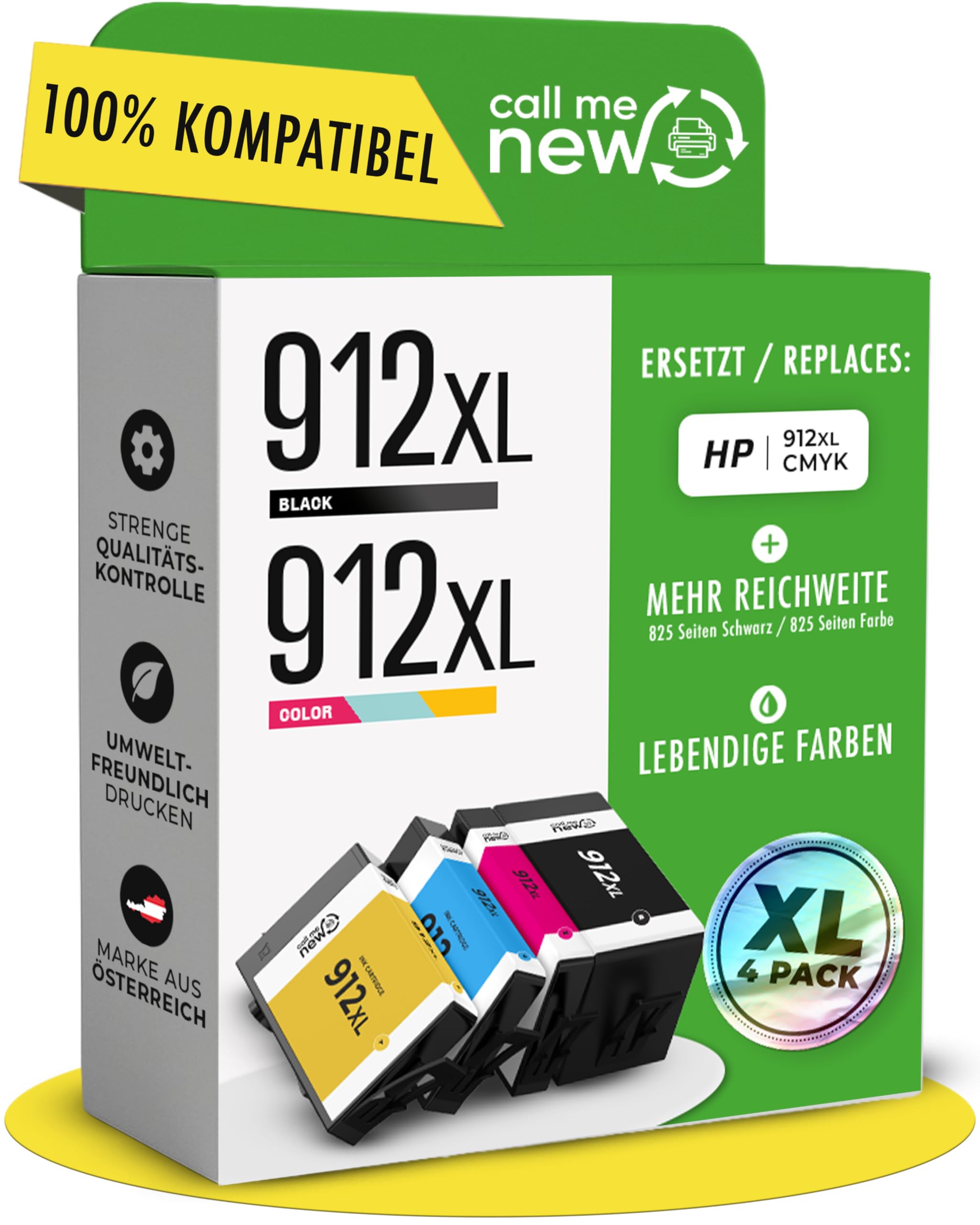 Cartucce d'inchiostro 912XL – Compatibile con cartucce HP 912 / HP 912 XL (nero + ciano + magenta + giallo) – Sostituzione per 4 cartucce HP 912XL Multipack, XL Range Smart Chip