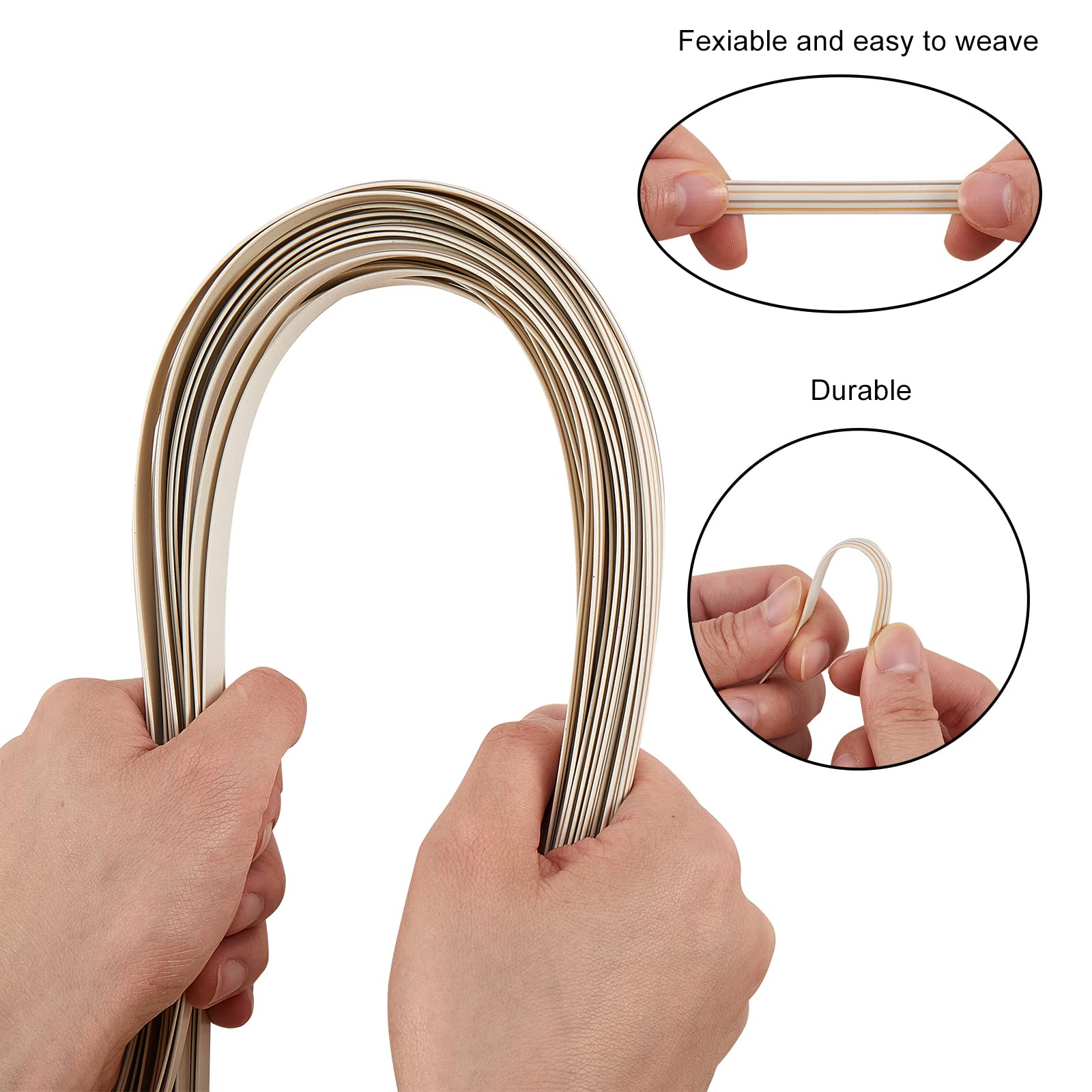 105.0 ft PE plástico imitación mimbre mimbre sintético tejido sólido material de reparación para muebles DIY tejer ratán silla accesorios de mesa, blanco 4