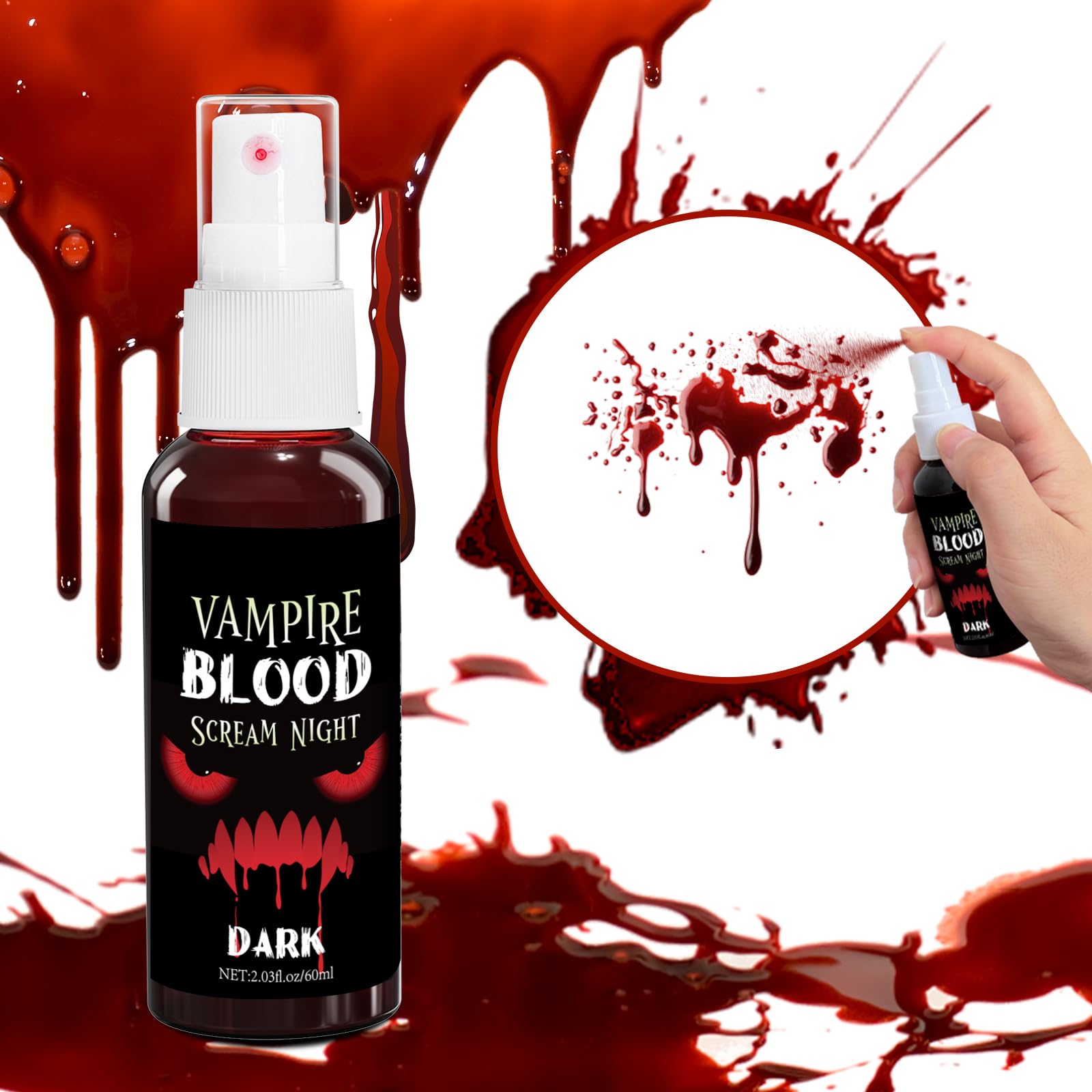 Amazon.com : Fake Blood Spray, 2.03 oz Vampire Blood Splatter, Halloween  Fake Blood for Clothes, Zombie Bride, Vampire and Monster SFX Scary Clown  Makeup & Dress Up,1 Pack1 : Beauty & Personal Care