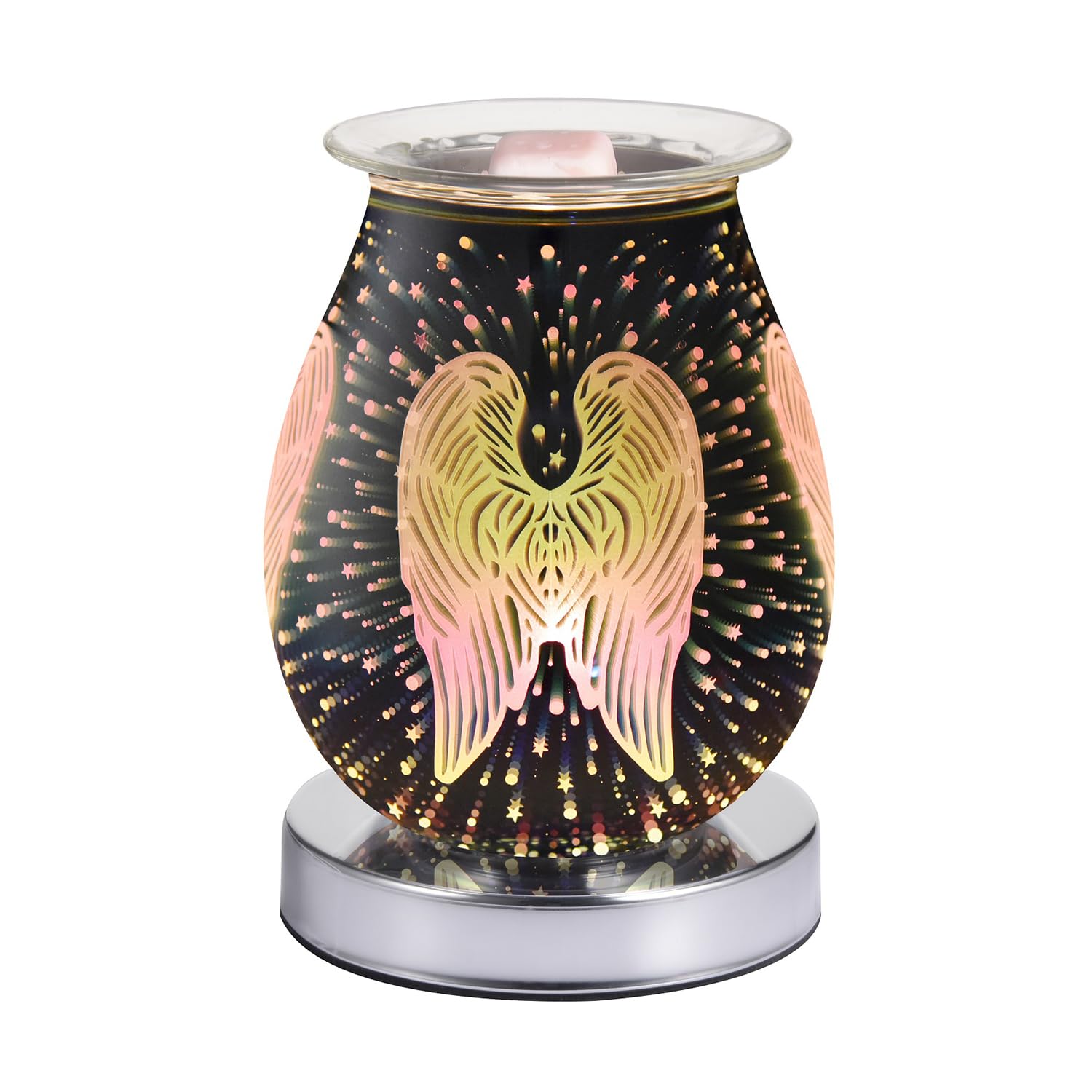 DICIMI 3D Angel Wing Wax Warmer with Night Light, Electric Aroma Oil Burner, 3 Heat Settings, Flameless Wax Melter for Home & Gifts