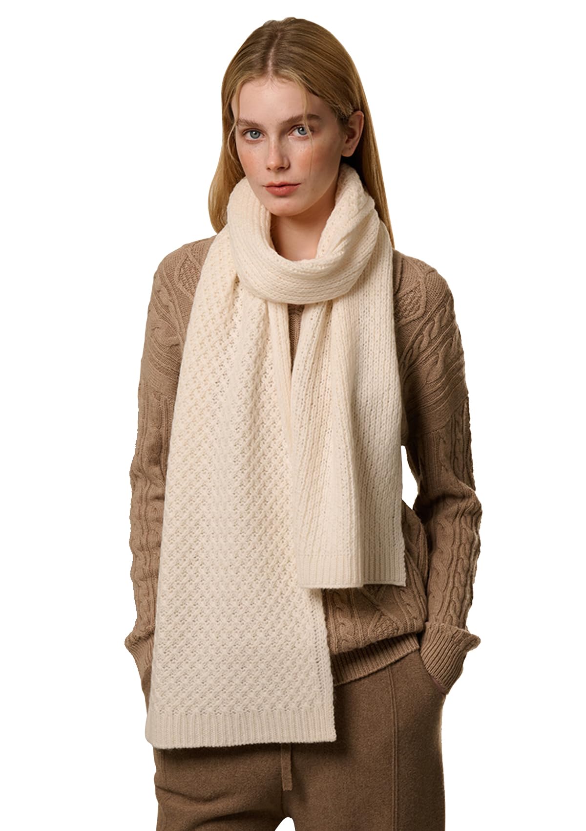 YUONNY Mujer Bufanda de Punto Gruesa y Cálida Color Sólido, Super Suave Bufanda Larga, 30% Cachemira y 70% Lana, Accesorios de Otoño Invierno, Moda Pañuelo Outdoor Braga Cuello de Punto, Regalo