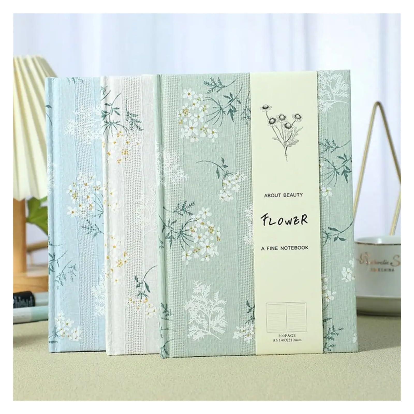 Cuaderno A5 bordado grueso, bloc de notas, diario de estudiante, diario de tapa dura, álbum de recortes, agenda, papelería para Mujeres y Hombres(Green)