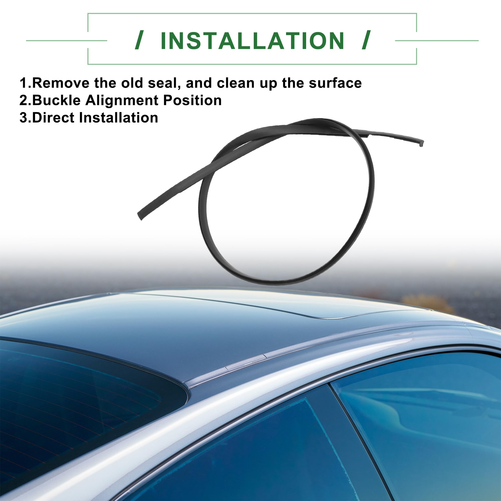 Motoforti Tira De Sellado De Techo Moldura De Sellado De Techo De Toldo Solar Para Toyota Yaris Sedán 2007-2012 Caucho Lado Izquierdo No.7555252140 Negro 1 Pc.