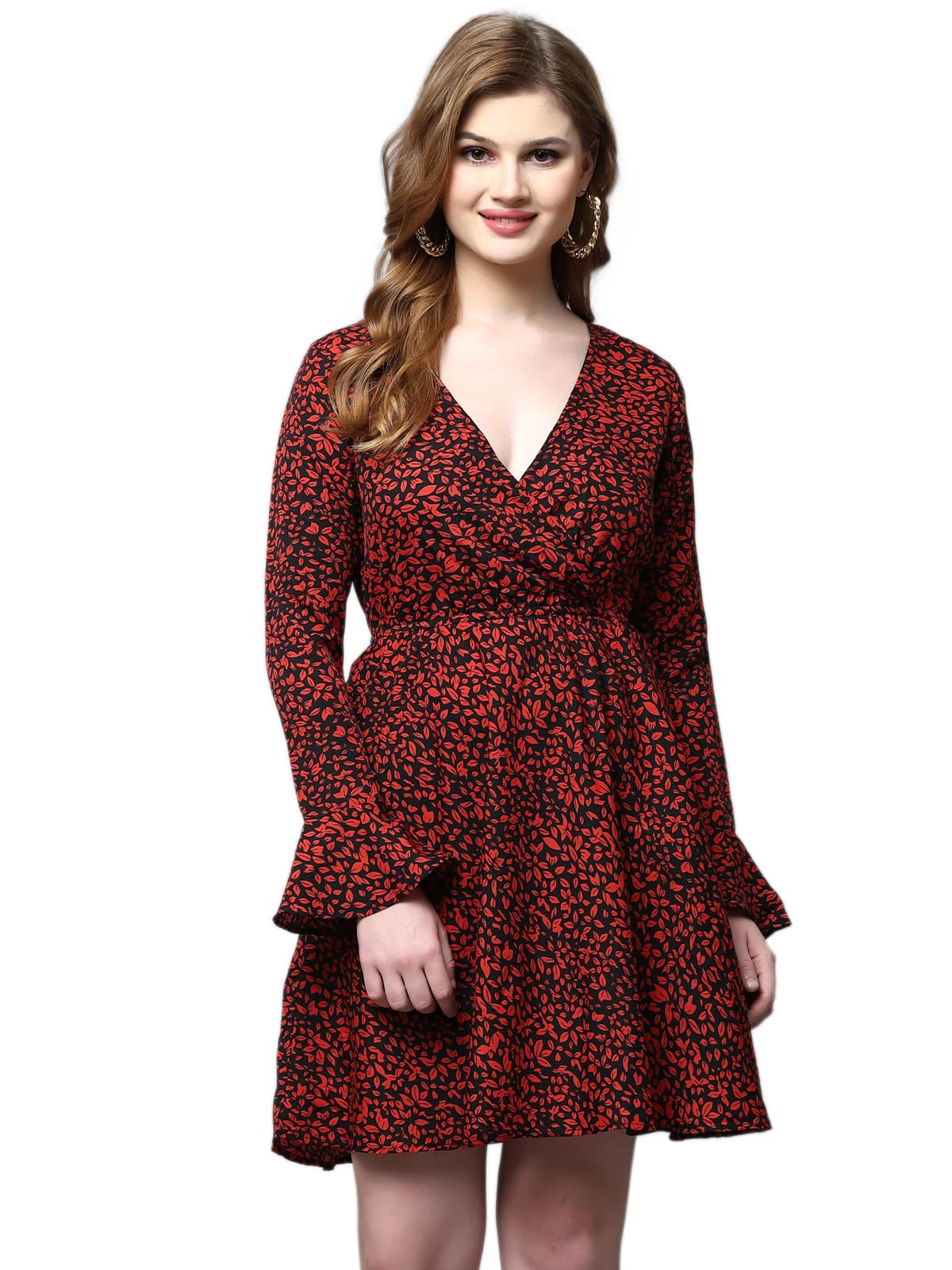 AAYUPrinted FIT & Flare Full Sleeve Dress for Women