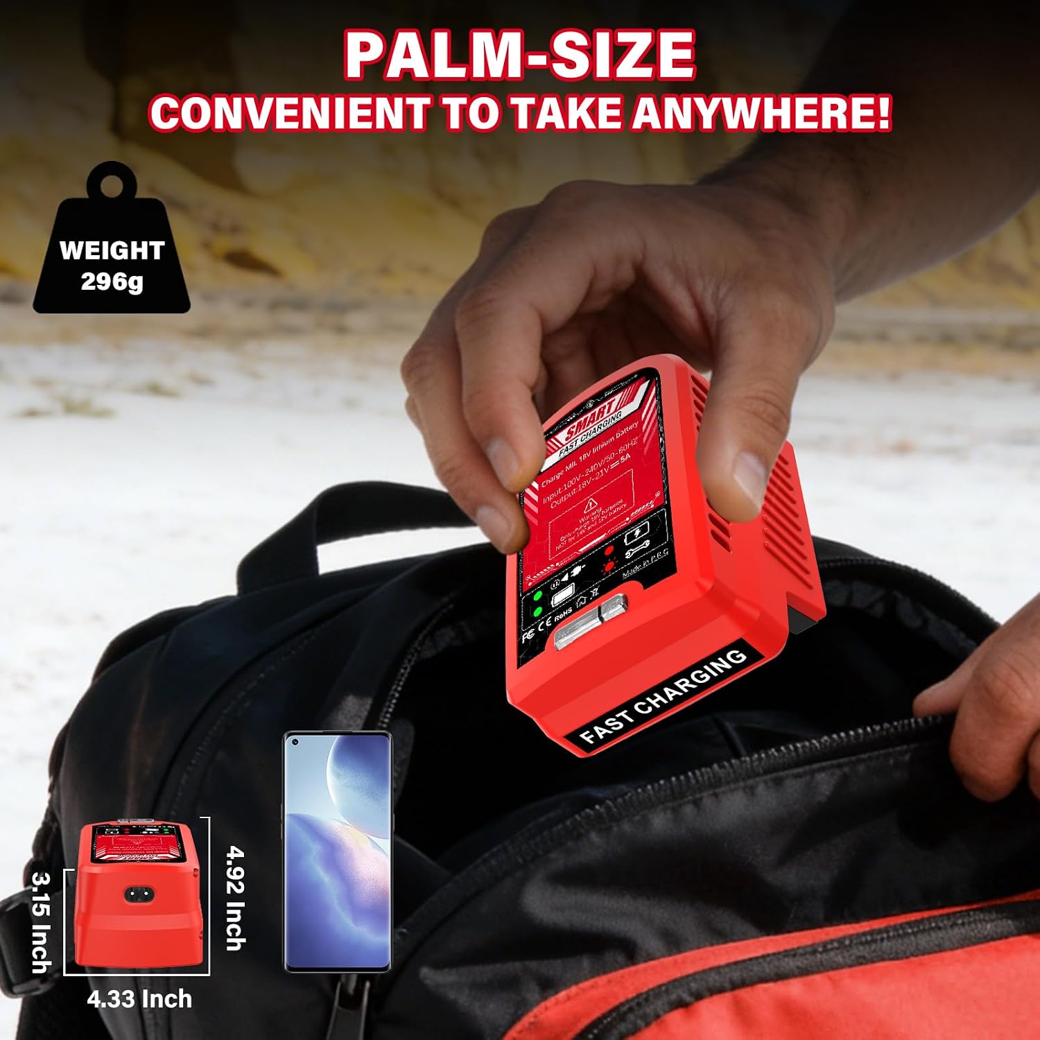 5A Rapid Charger Compatible with Milwaukee M18 18V XC Lithium Ion Battery 21V Output 100-240V Universal Charger Replacement for 48-59-1812 48-59-1808