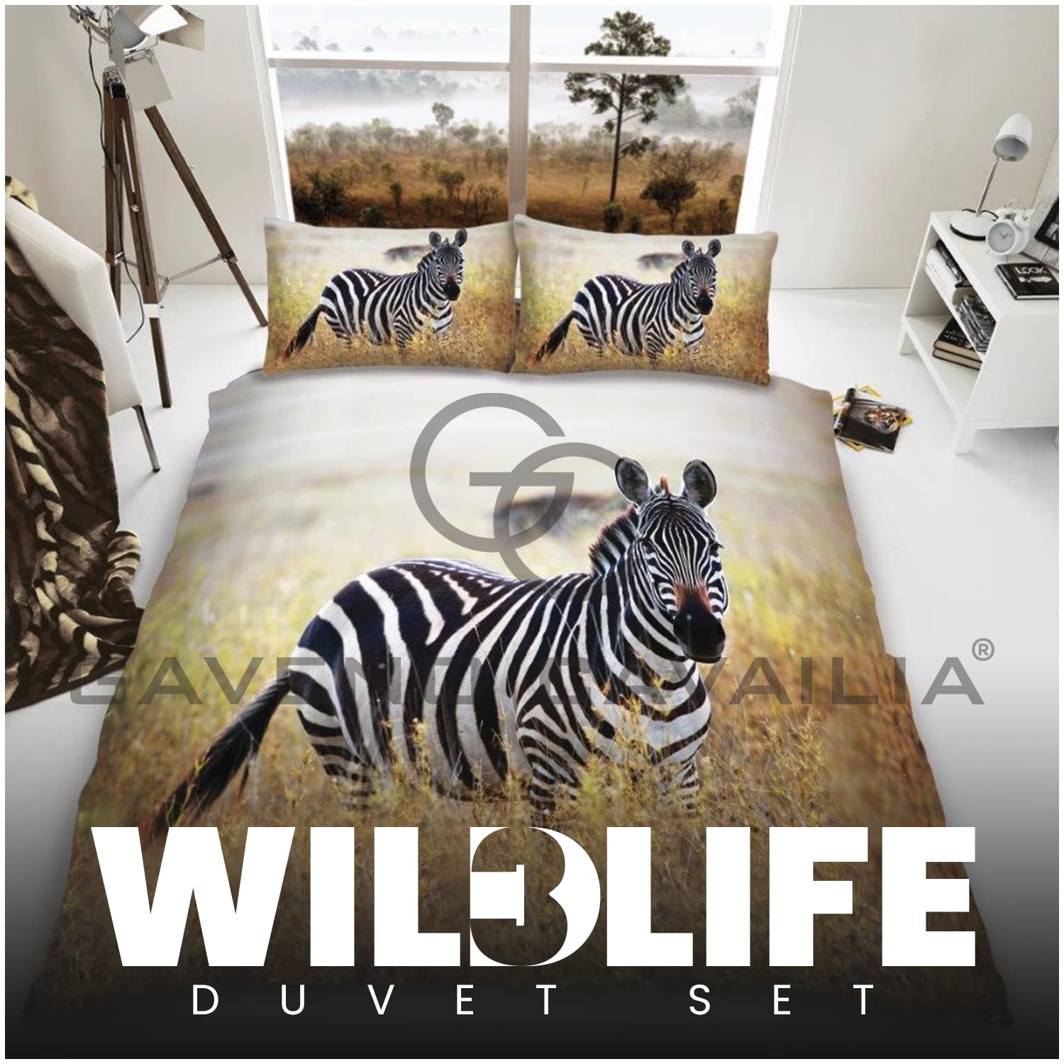 GC GAVENO CAVAILIA SHAKESPEARE Wildlife Duvet Cover, 3D Animal Bedding Set, 3D Zebra, King 659068 - Image 2
