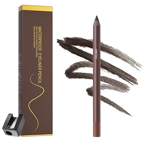 Waterproof Eyeliner, 24 Hr Eyeliner Pencil, Duo Sharpenable eye liner waterproof, long lasting eyeliner, No Smudging, Fading, Smooth and Easy to Color (DARK BROWN)