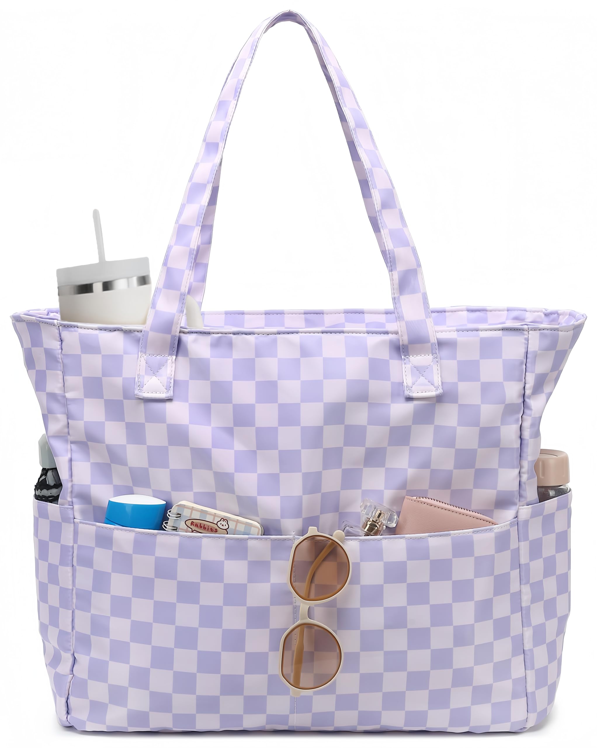 LEDAOU Large Beach Tote Bag Women Waterproof Sandproof Zipper Beach Tote Bag for Pool Gym Grocery Travel with Wet Pocket | Waterproof, Sandproof,