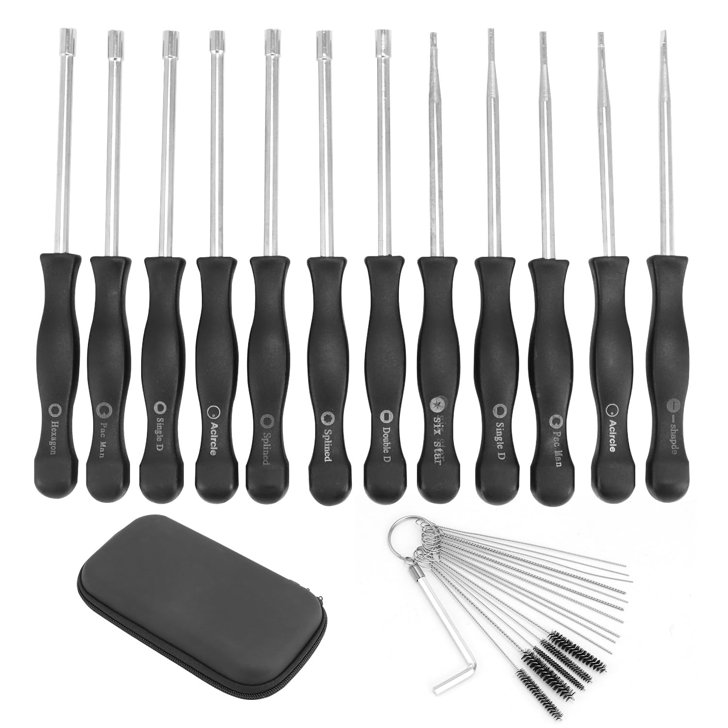 QWORK® 12-Piece Carburetor Adjustment Tool Kit with Carburetor Cleaning Brush Needle for 2-Cycle Small Engines Compatible with STIHL, Poulan, Hus-qvarna and More