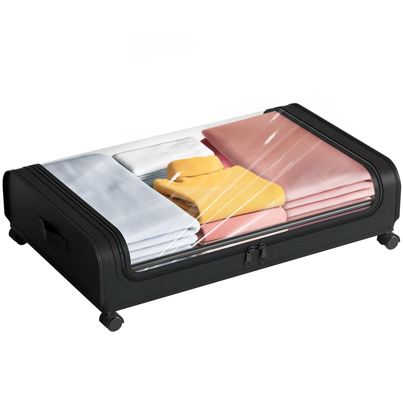 Augot Oversize Under Bed Storage Containers, Under Bed Storage With Wheels, 30.7in/78cm Large Capacity Under Bed Shoe Storage with Handles, Bedroom Storage Organization (L)