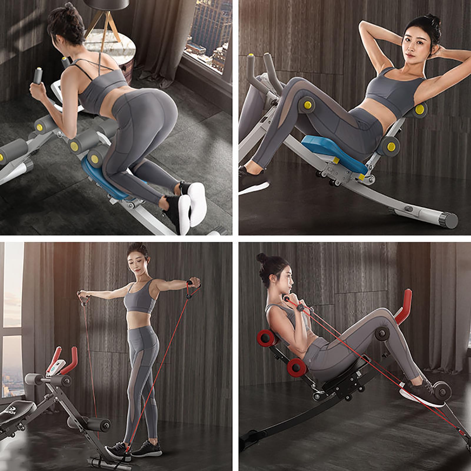 Macchina per allenamento addominale con altezze regolabili, macchina pieghevole per esercizi addominali e core, attrezzatura per allenamento addominale per palestra domestica, personal trainer, blu