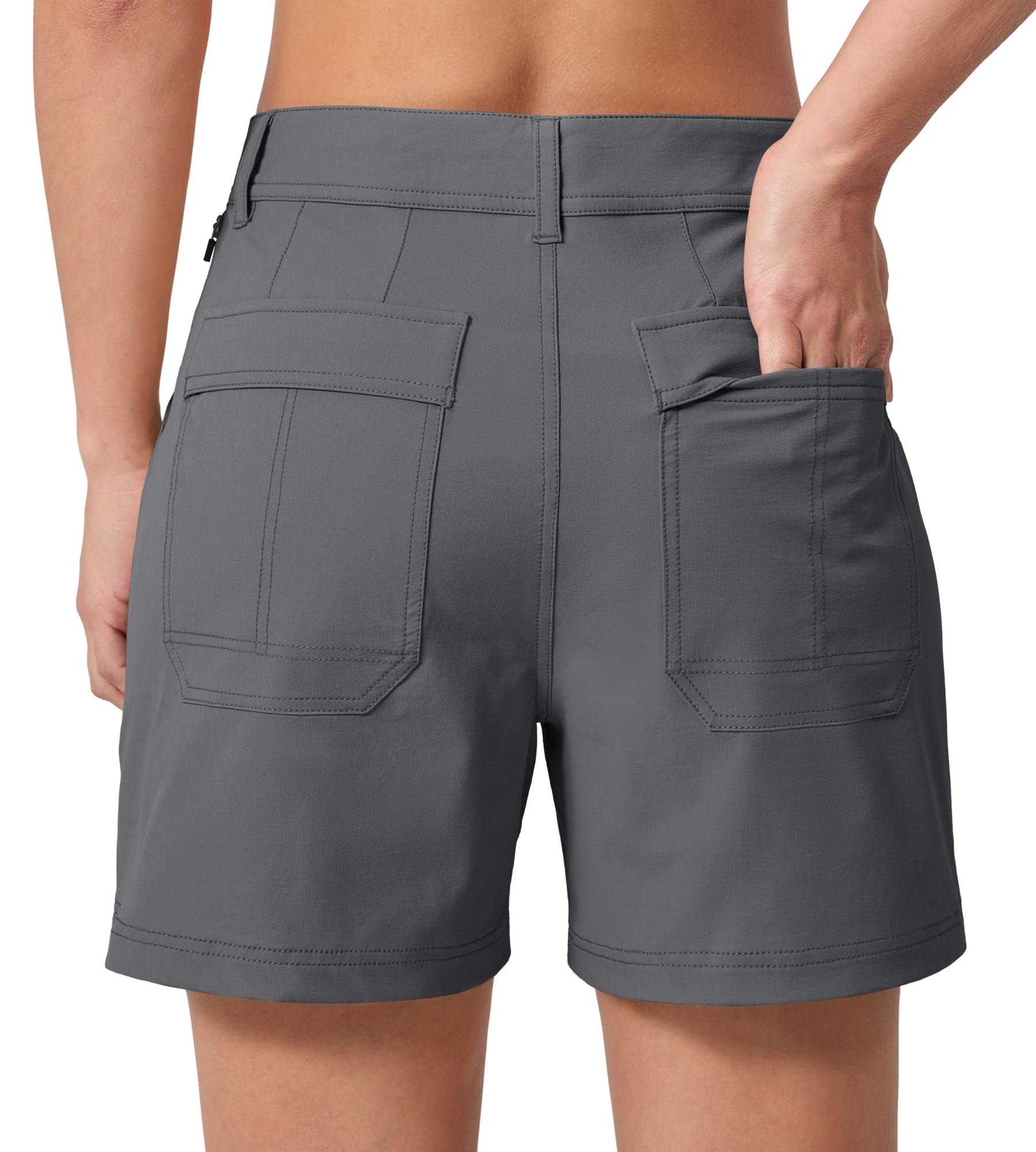 WILLIT Pantaloncini da trekking da donna, ad asciugatura rapida, elastici, impermeabili, per attività all'aperto, trekking, 13 cm, con tasche