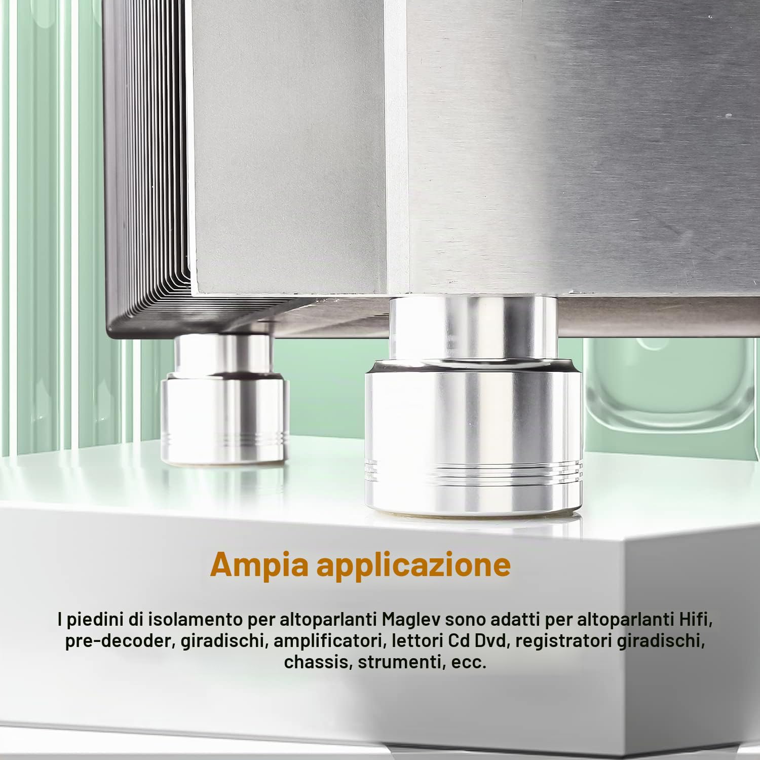 4 pezzi in alluminio ammortizzatore piedi Maglev isolamento HiFi audio ammortizzatore piede altoparlante supporto (4842)