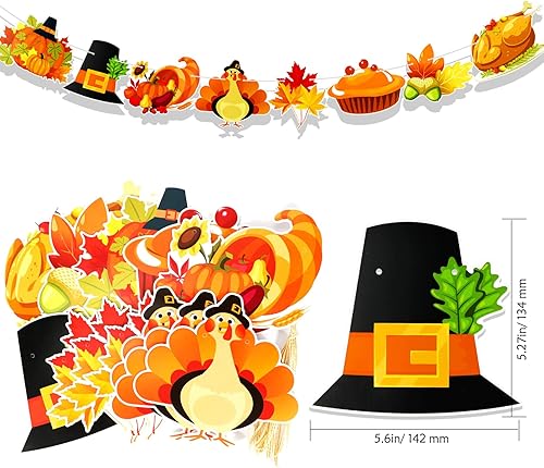 Miniatura 3 de HOWAF Cartel con purpurina de Acción de Gracias, decoración de Acción de Gracias, sombrero, calabaza, cosecha de otoño, pavo, bellotas, hojas de