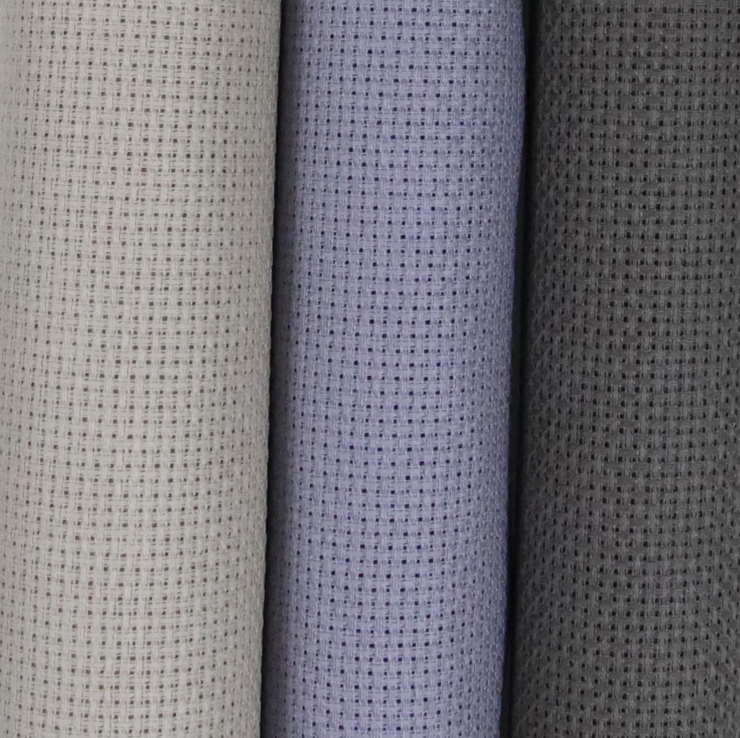 KCS 3 pc of 15" x 18"(38cmx45cm) 16 Count Cross Stitch Cotton Aida Cloth Needlework Rolled Fabric Box,16CT,Pearl Grey +Light Steel Grey+Dark Grey