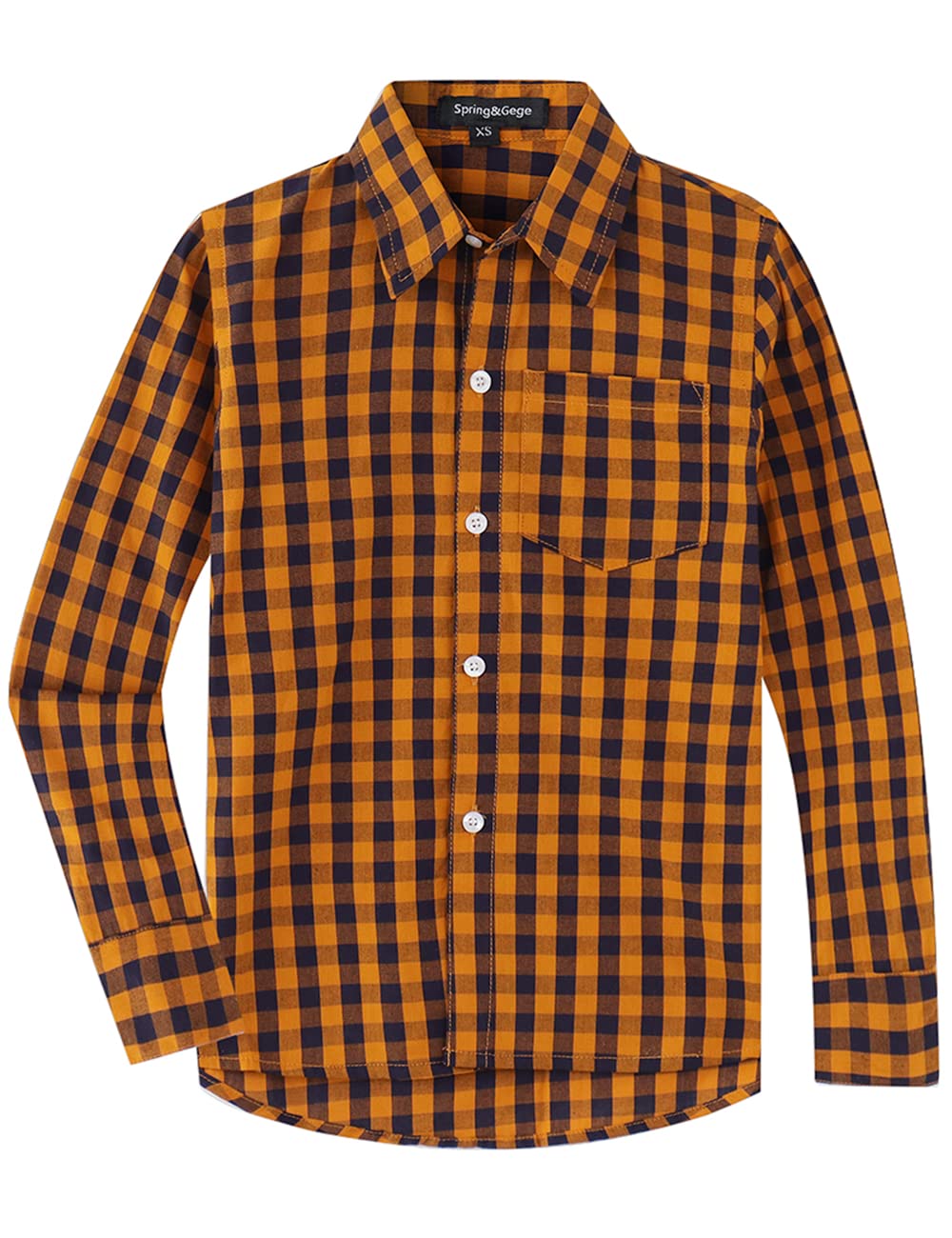 Spring&Gege Camisa de vestir de popelina de manga larga para niños