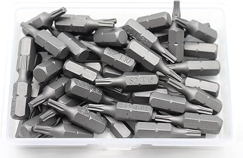 Vista 6 de 50 piezas T30 Torx Star 6 Point T-30 Impact Ready 1 pulgada de largo Destornillador Insertar Bits Hex Shank con ranura de liberación rápida Estándar