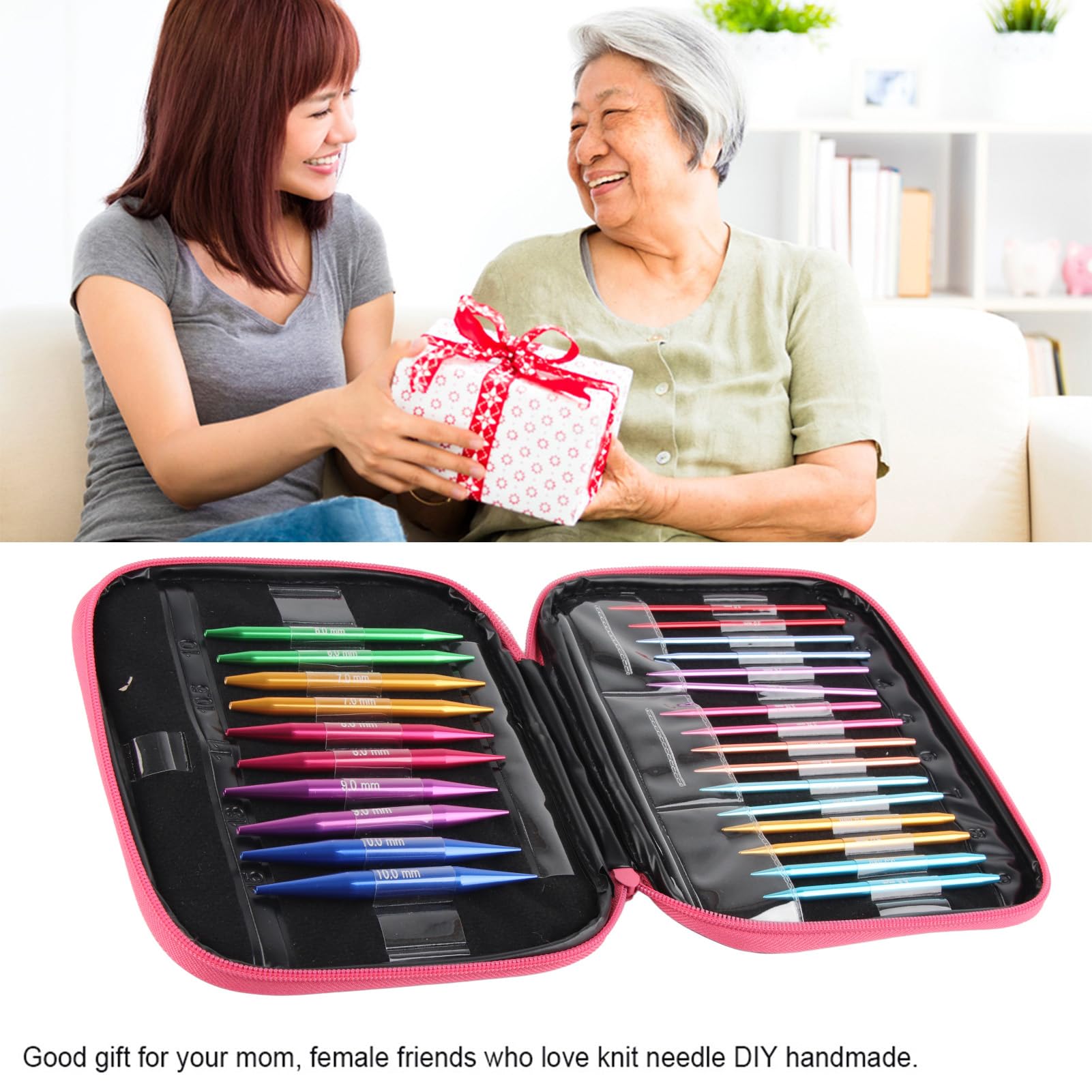 Kit de Tejer Intercambiable, 13 PCS Juego de Agujas Intercambiables Agujas de Tejer Intercambiables Anti óxido para Manualidades de Bricolaje Tejido de Tejer Familiar