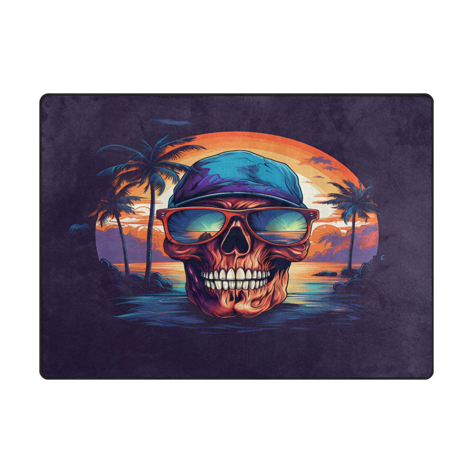 Tapis de plage crâne moderne grand format 203 x 147 cm déco chambre